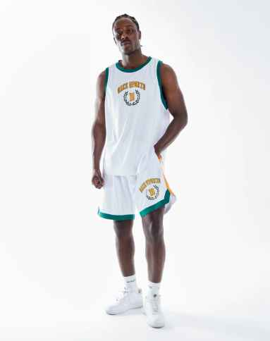 File Kumaş Spor Şort-Turuncu-Beyaz