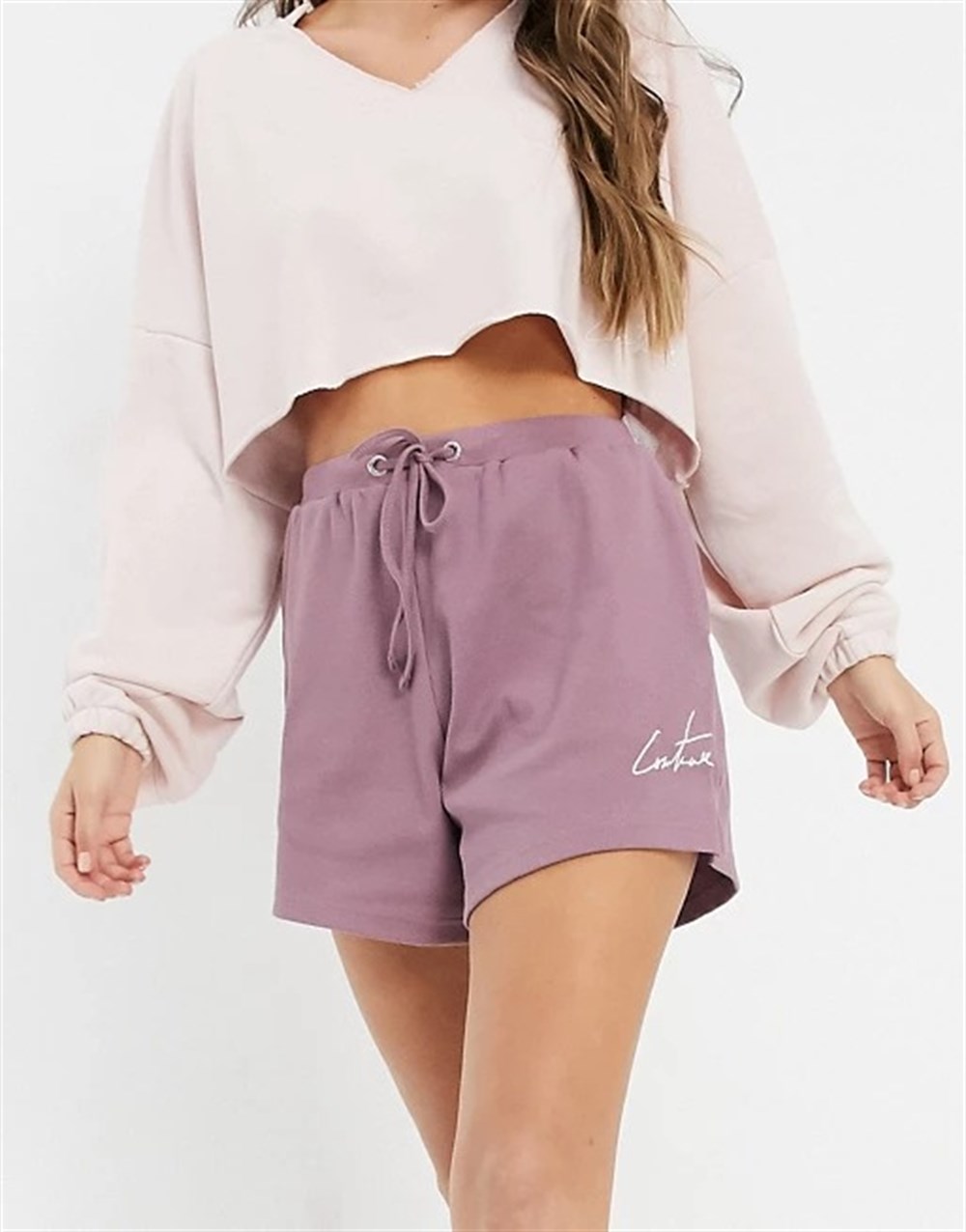 Fitilli Kumaş Femuarlı Boyfriend  Şort Gülkurusu