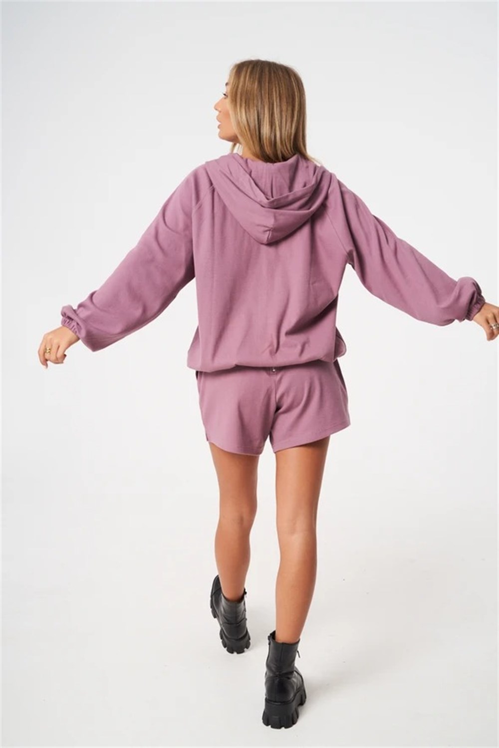 Fitilli Kumaş Femuarlı Boyfriend  Şort Gülkurusu