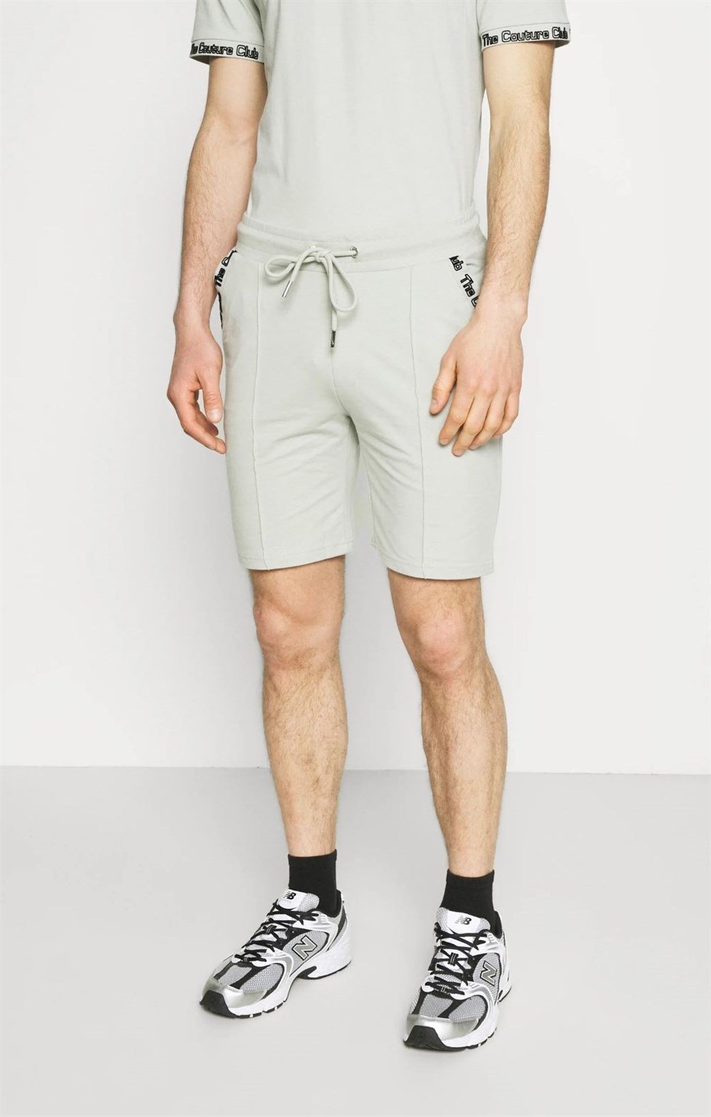 Flock Baskılı  Penye Şort Yeşil