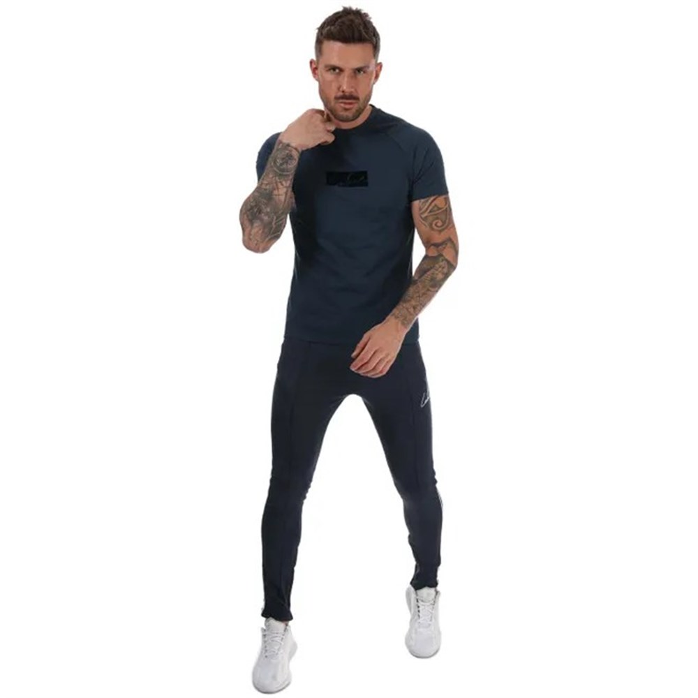 Flock Baskılı  Slim  T shirt-Lacivert
