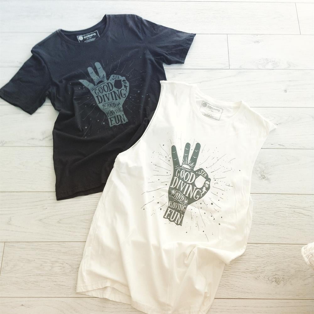 Good Diving El  Baskılı Atlet-Beyaz