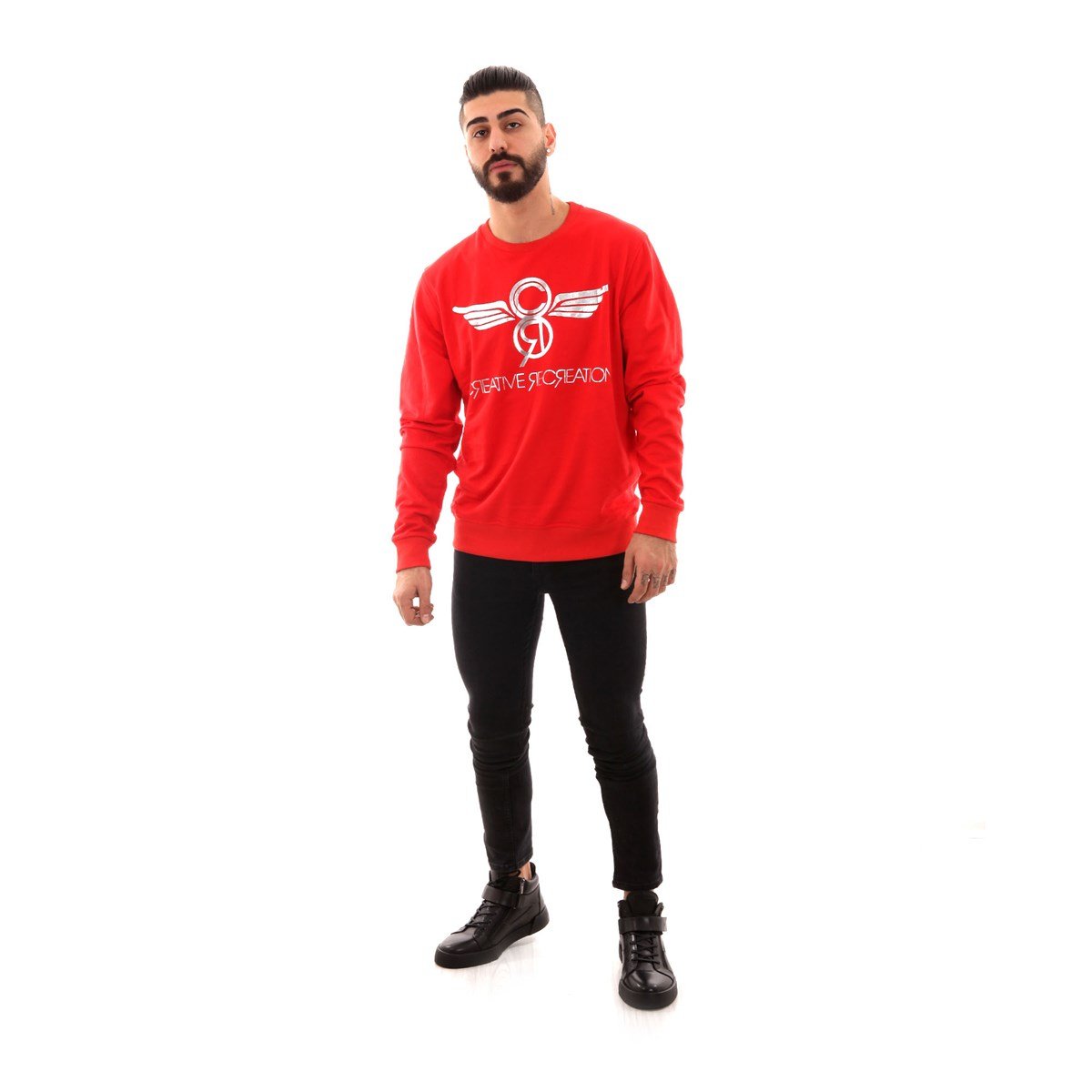 Gümüş Baskılı Sweat Kırmızı