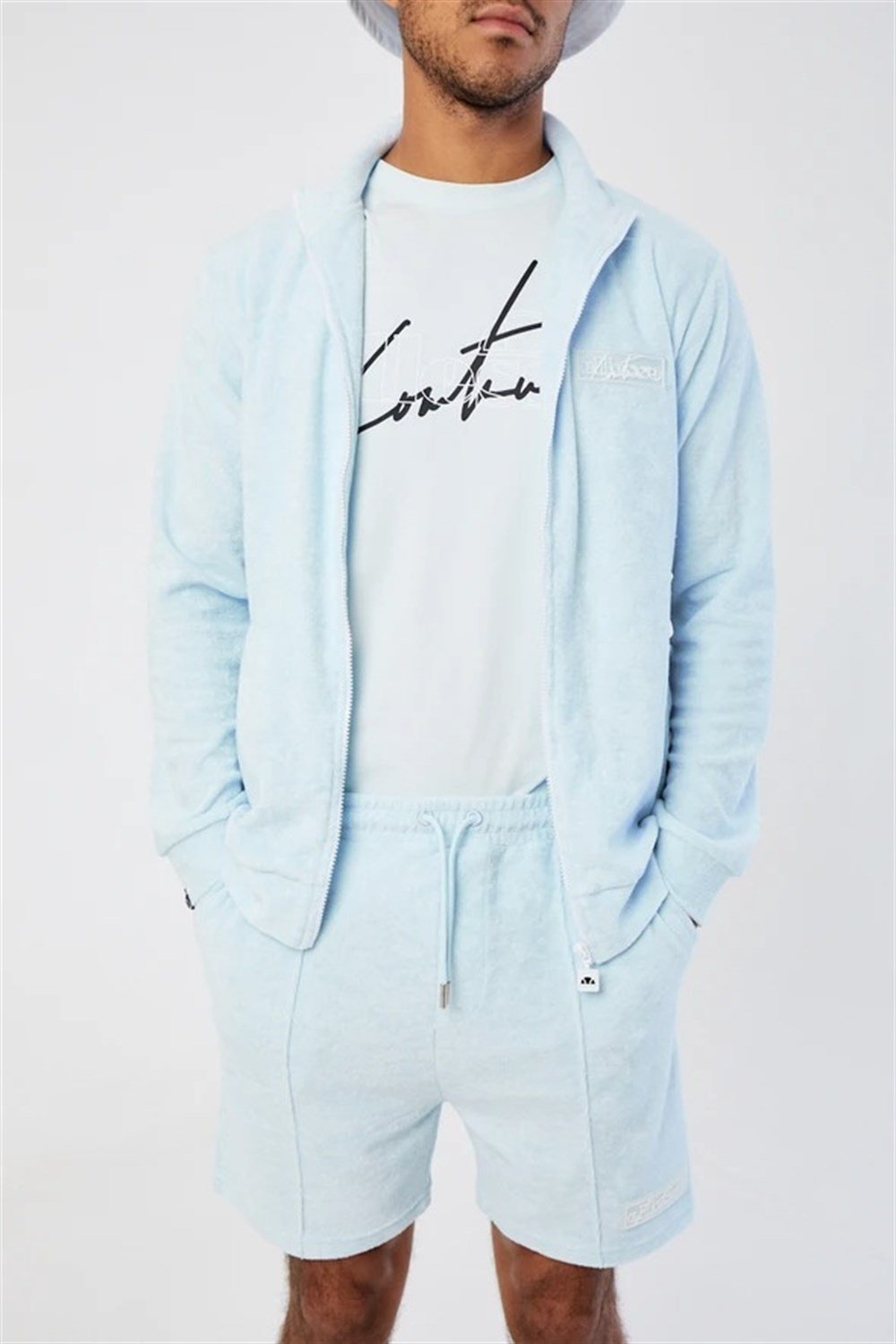 Havlu Soft  Kumaş Fermuarlı  Sweat Mavi Açık