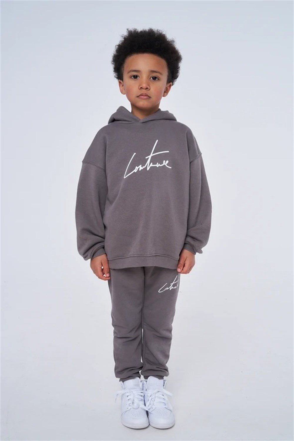 İmza Baskılı Çocuk Sweat Kahve