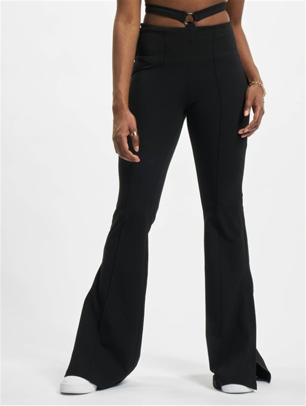 Jersey flare Pantolon-Siyah