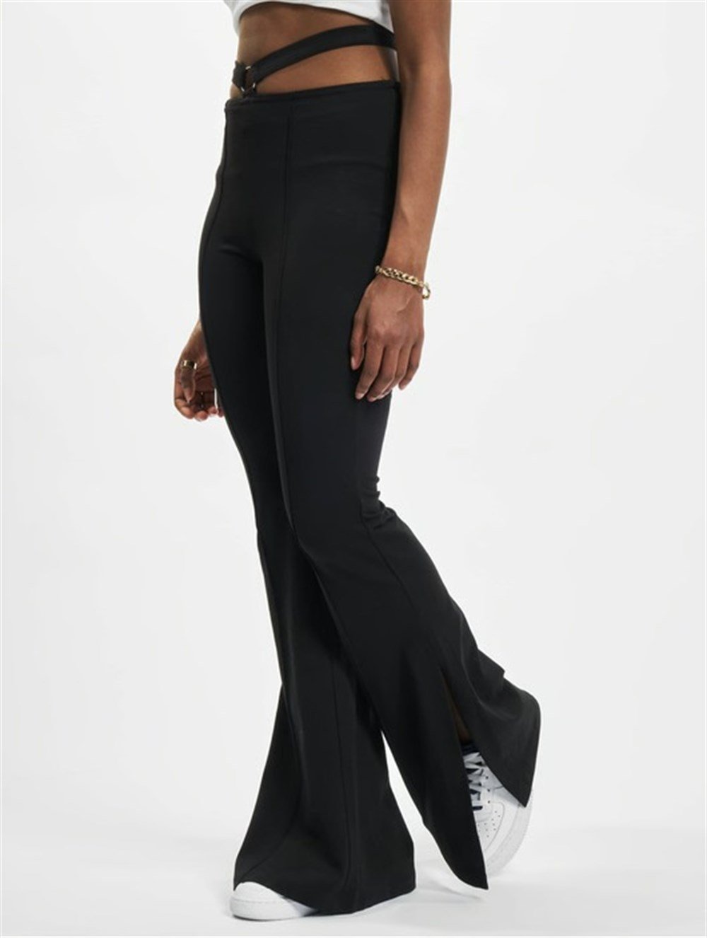 Jersey flare Pantolon-Siyah