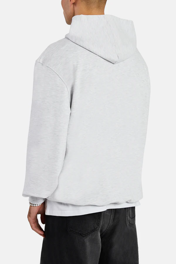 Kapşonlu Oversize Nakışlı Sweat-Gri