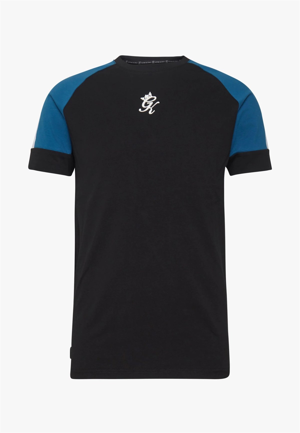 Kolu Bantlı Raglan BAsic T Shirt Siyah-Mavi