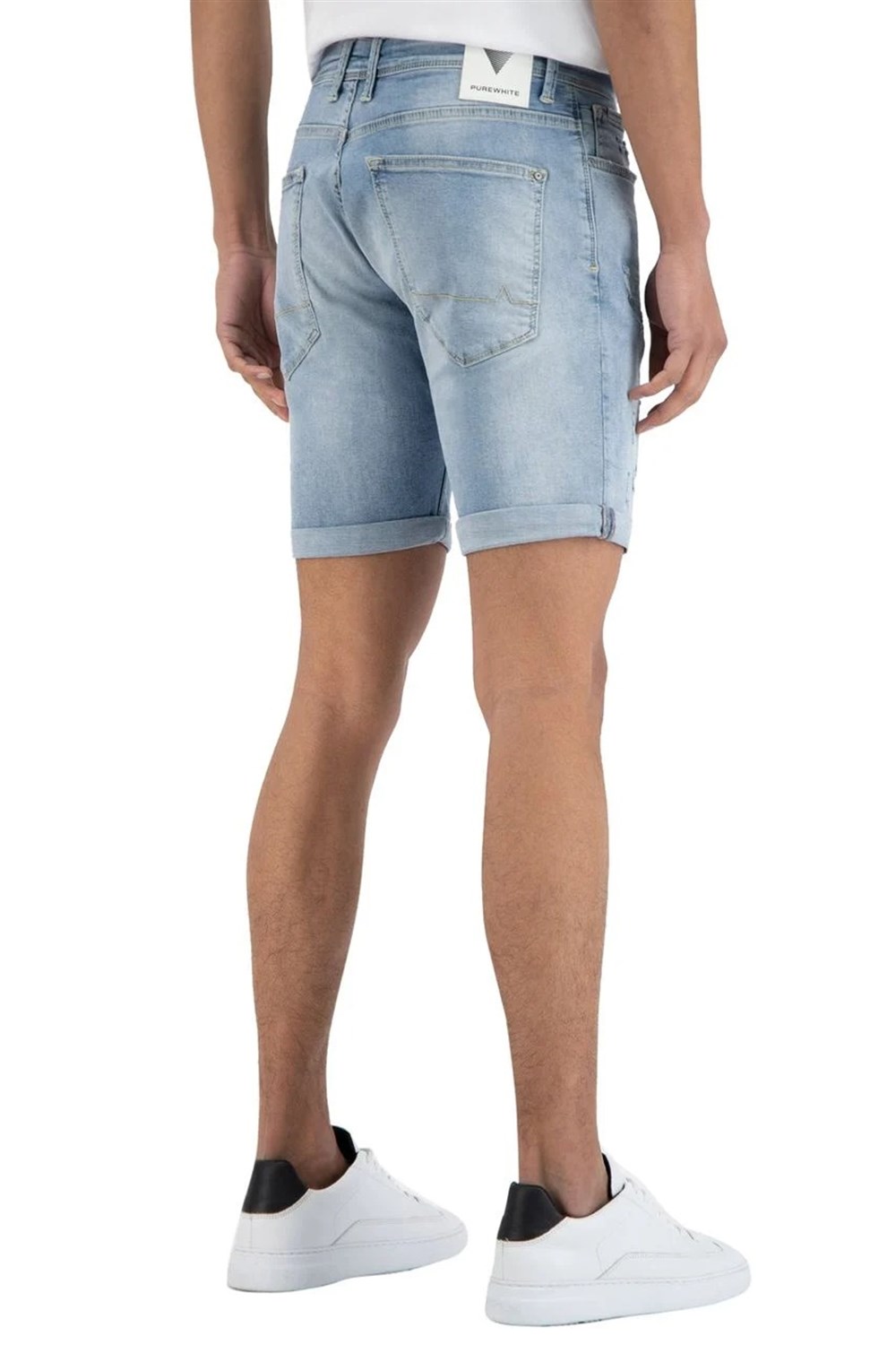 Likralı Jean Şort Mavi Açık