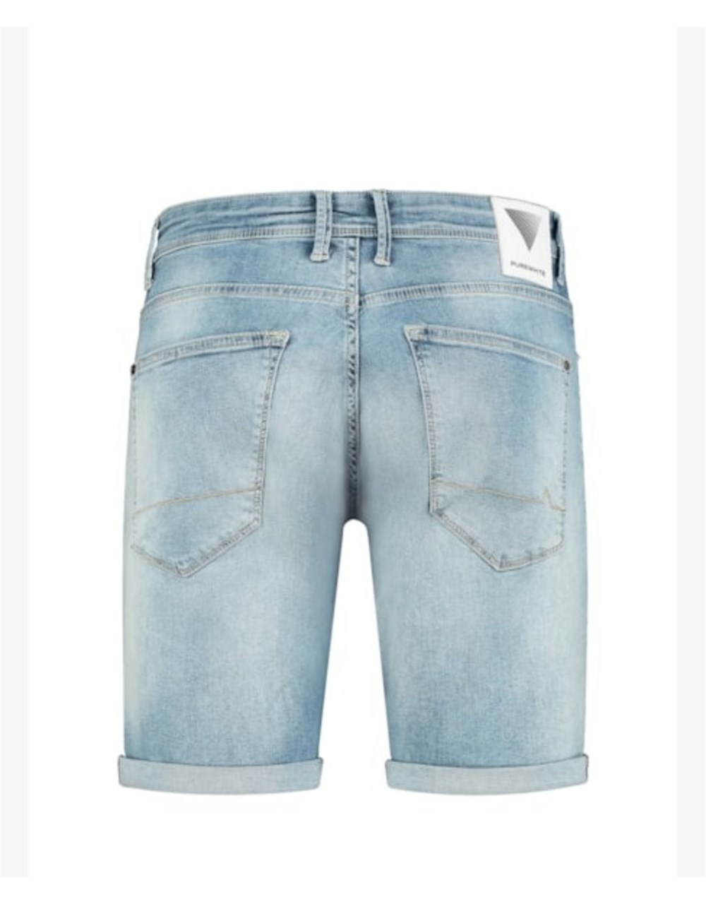 Likralı Jean Şort Mavi Açık