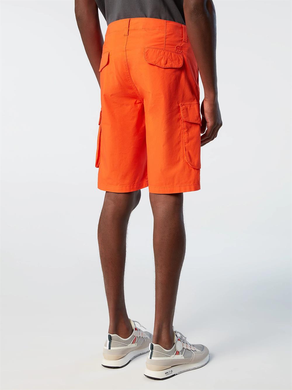 Likralı Kargo  Organik Koton   Şort-Turuncu