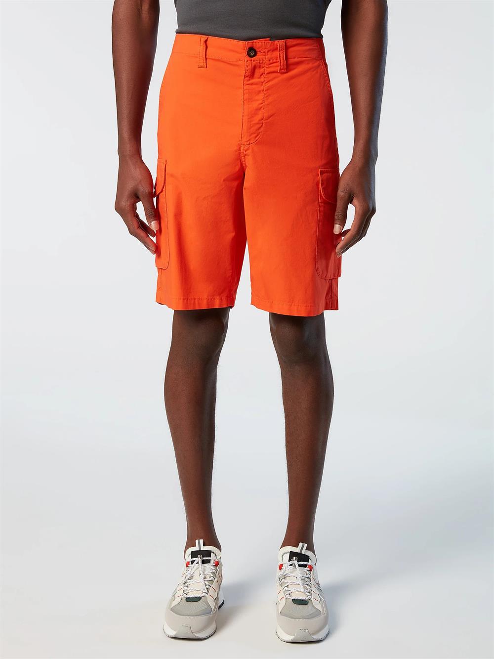 Likralı Kargo  Organik Koton   Şort-Turuncu