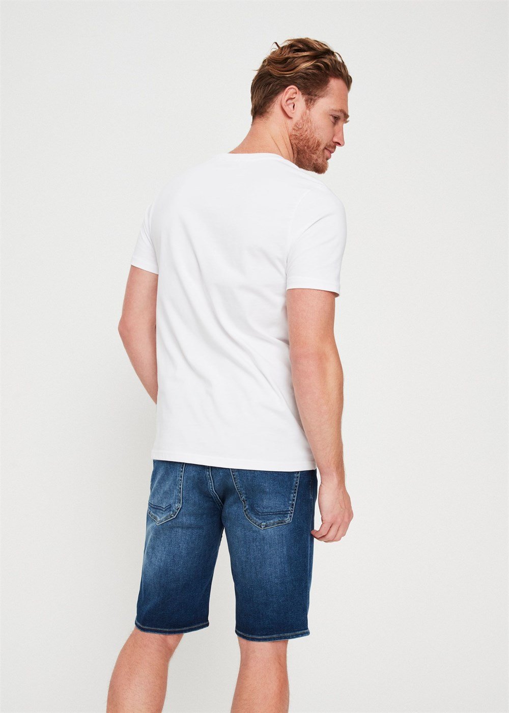 Likralı Soft Kumaş Jean Şort Mavi