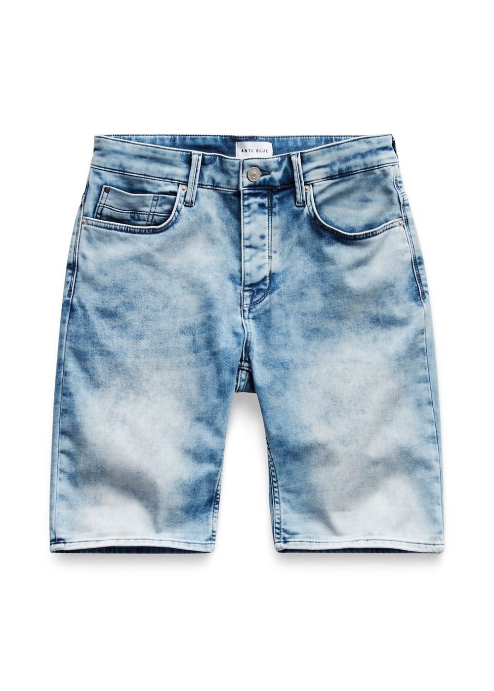 Likralı Soft Kumaş Jean Şort Mavi Açık