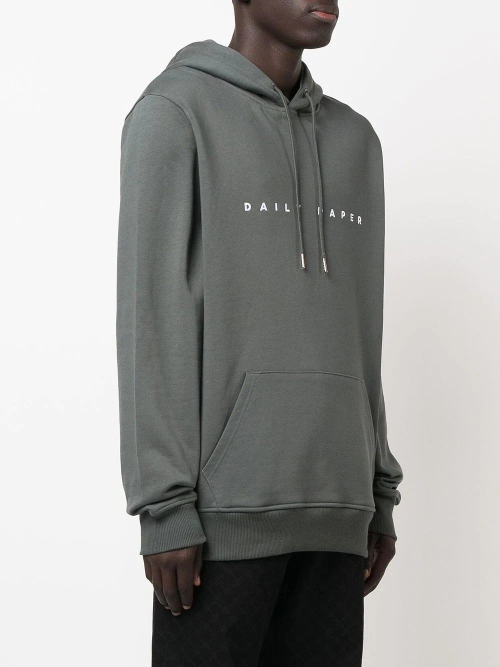 Logo Baskılı Regular  Kapişonlu Sweat-Yeşil