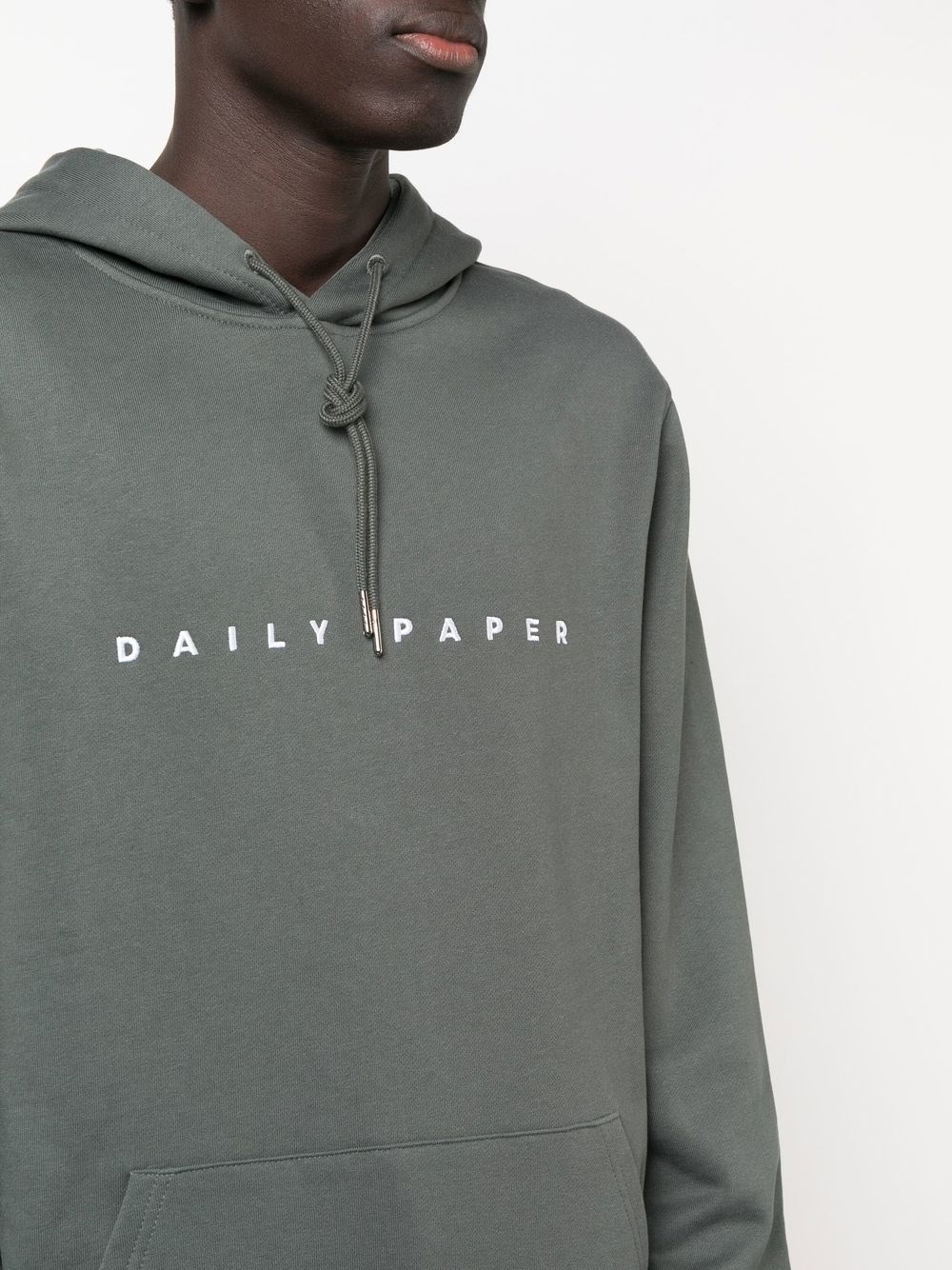 Logo Baskılı Regular  Kapişonlu Sweat-Yeşil