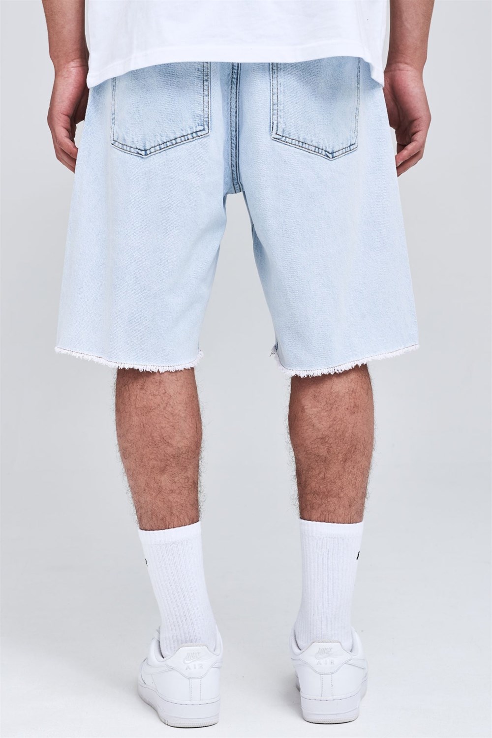 Logolu Burton Jean Şort Mavi Açık