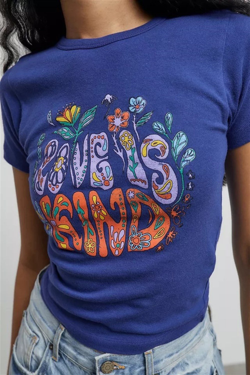 Love İs kind  Tshirt Saks Mavi