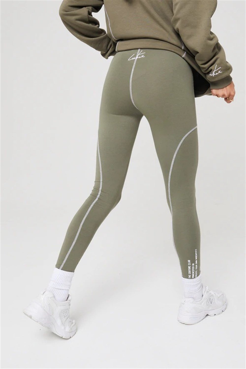 Members Only Overlock Dikişli Tayt Haki