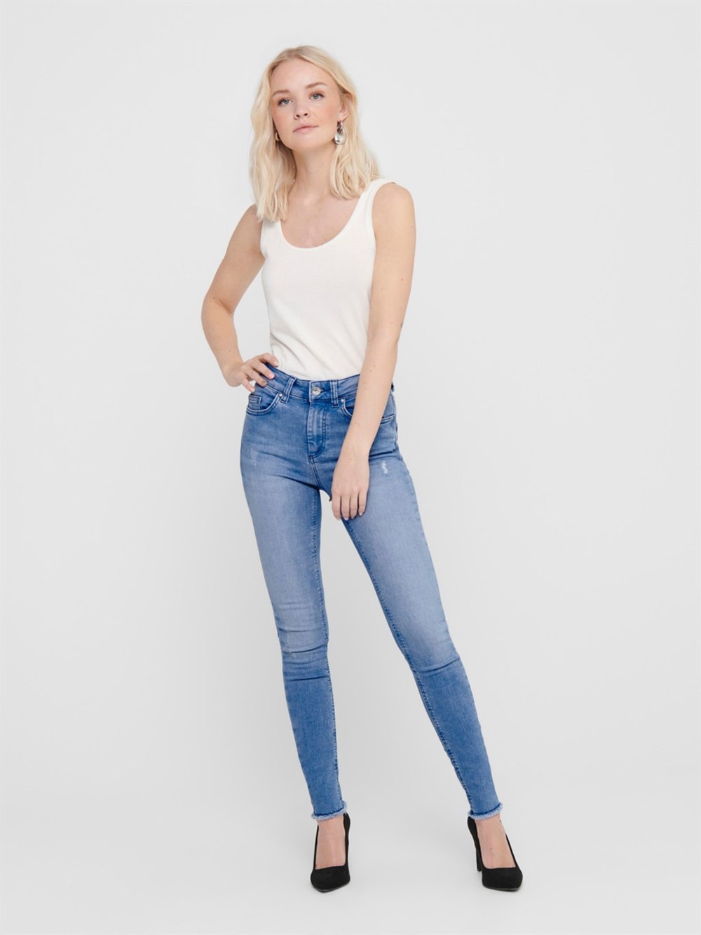 MID ANKLE SKINNY FIT JEANS-Mavi Açık