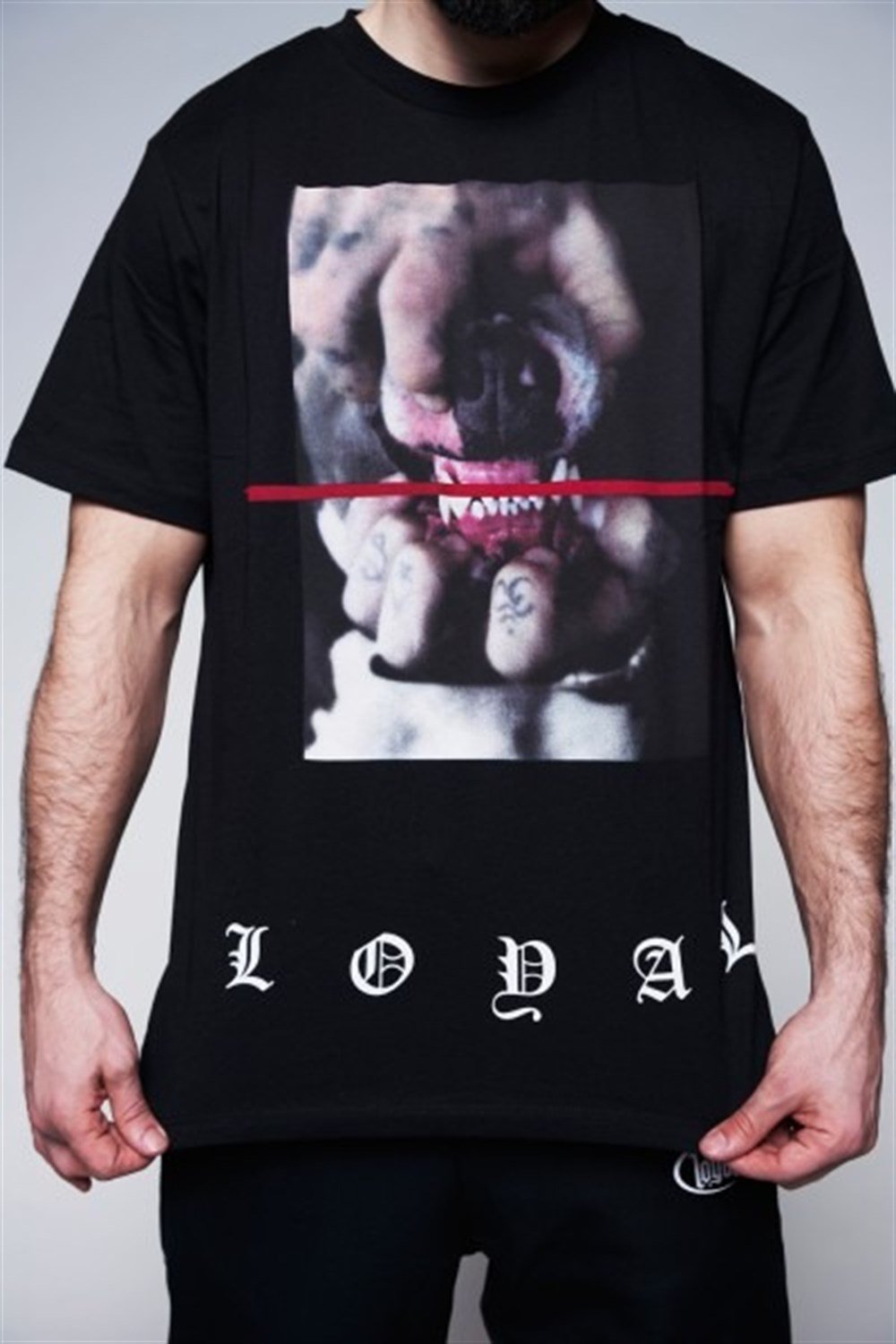 Normal Kesim  Unisex Köpek Baskılı T shirt Siyah