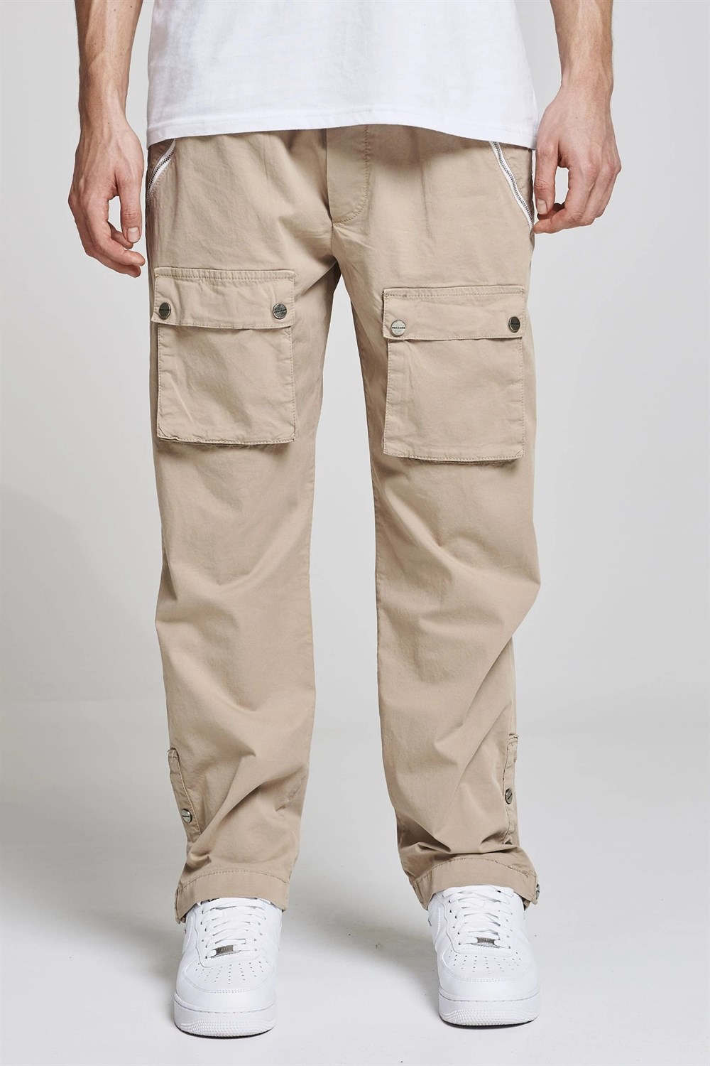 Önden Cepli  Paça Çıtçıtlı Rome Kargo    Pantolon Bej