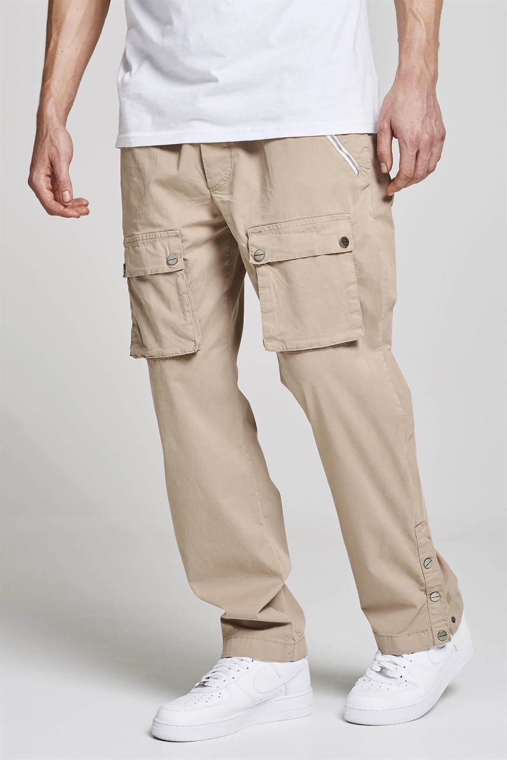 Önden Cepli  Paça Çıtçıtlı Rome Kargo    Pantolon Bej