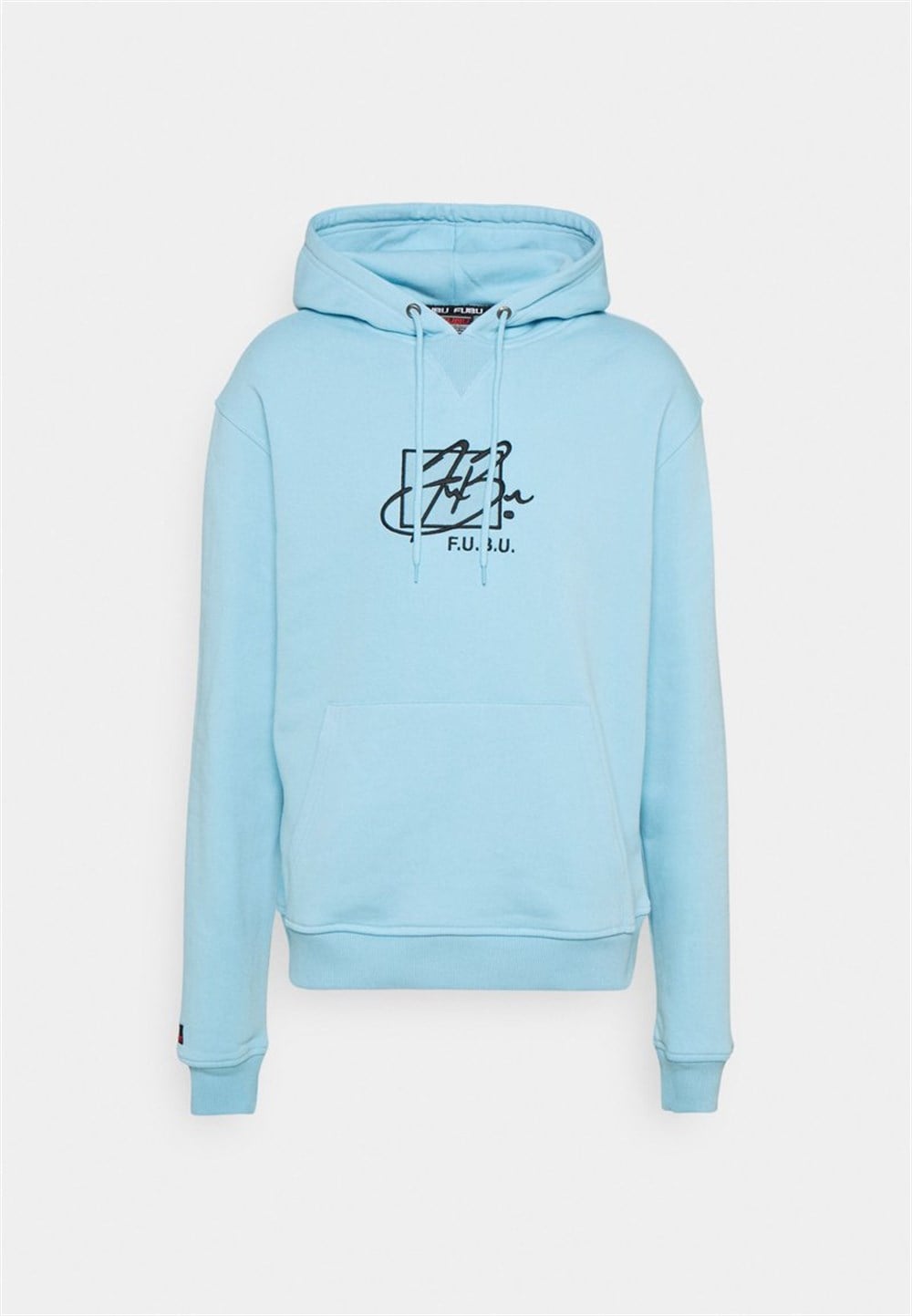 Önü İmza Nakışlı Kapişonlu Sweat Mavi Açık