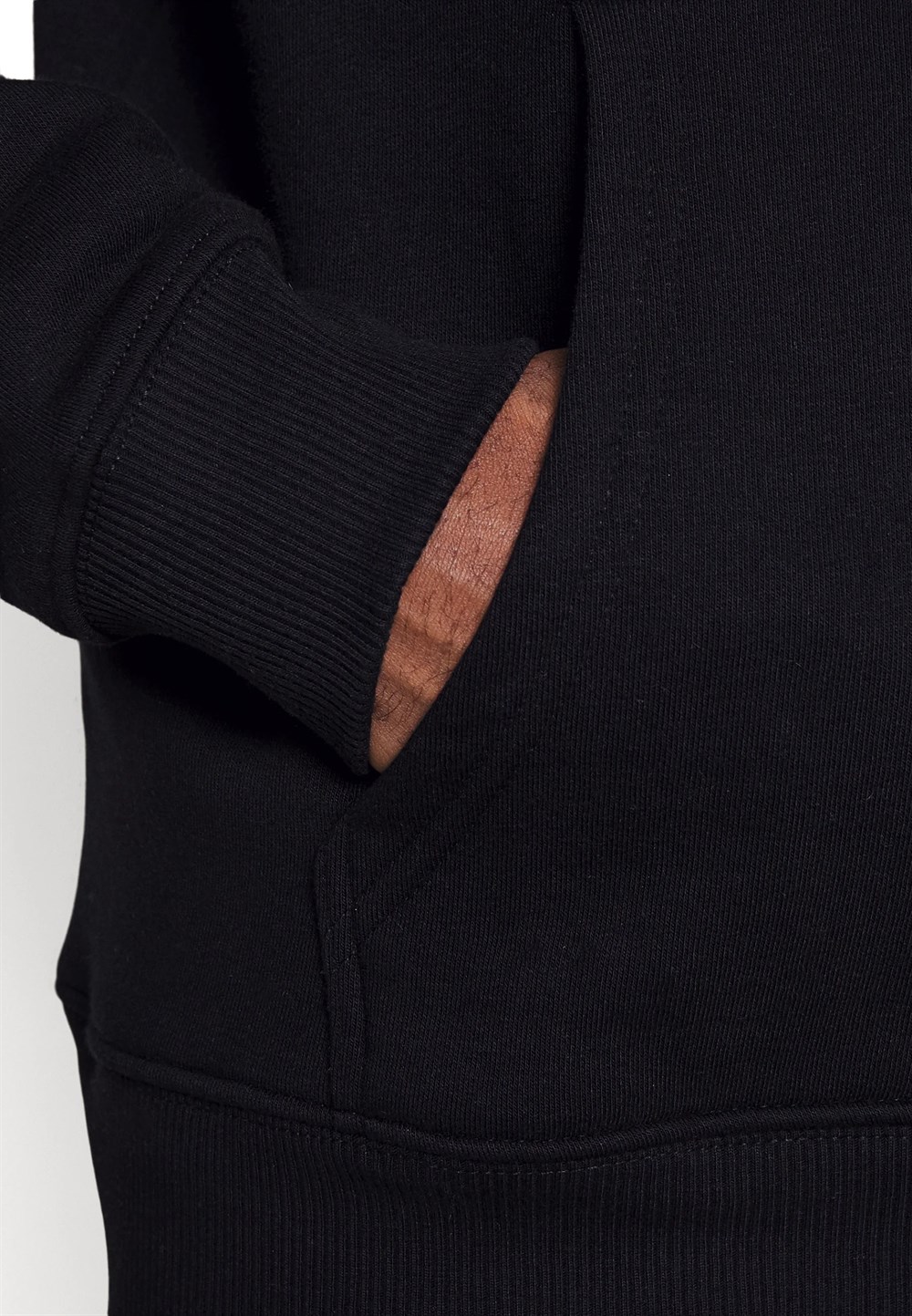 Önü Küçük Logolu Oversize Kapşonlu Sweat-Siyah