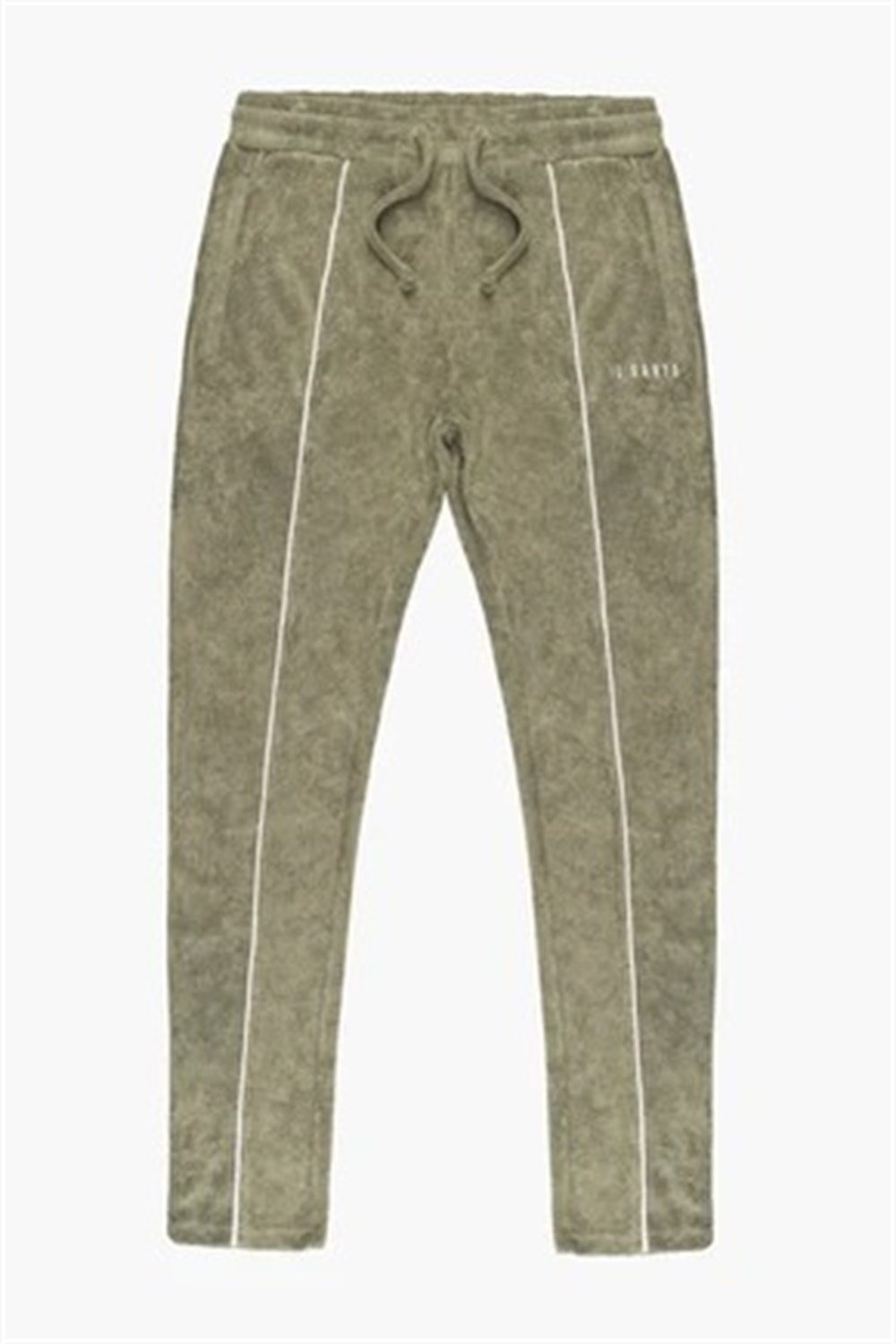 Önü Şeritli Havlu Kumaş Jogger Haki
