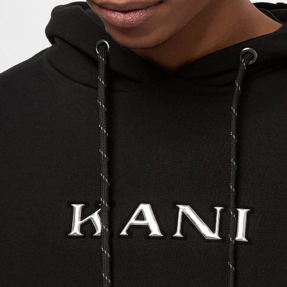 Önü Yazılı Oversize Kapşonlu Sweat Siyah