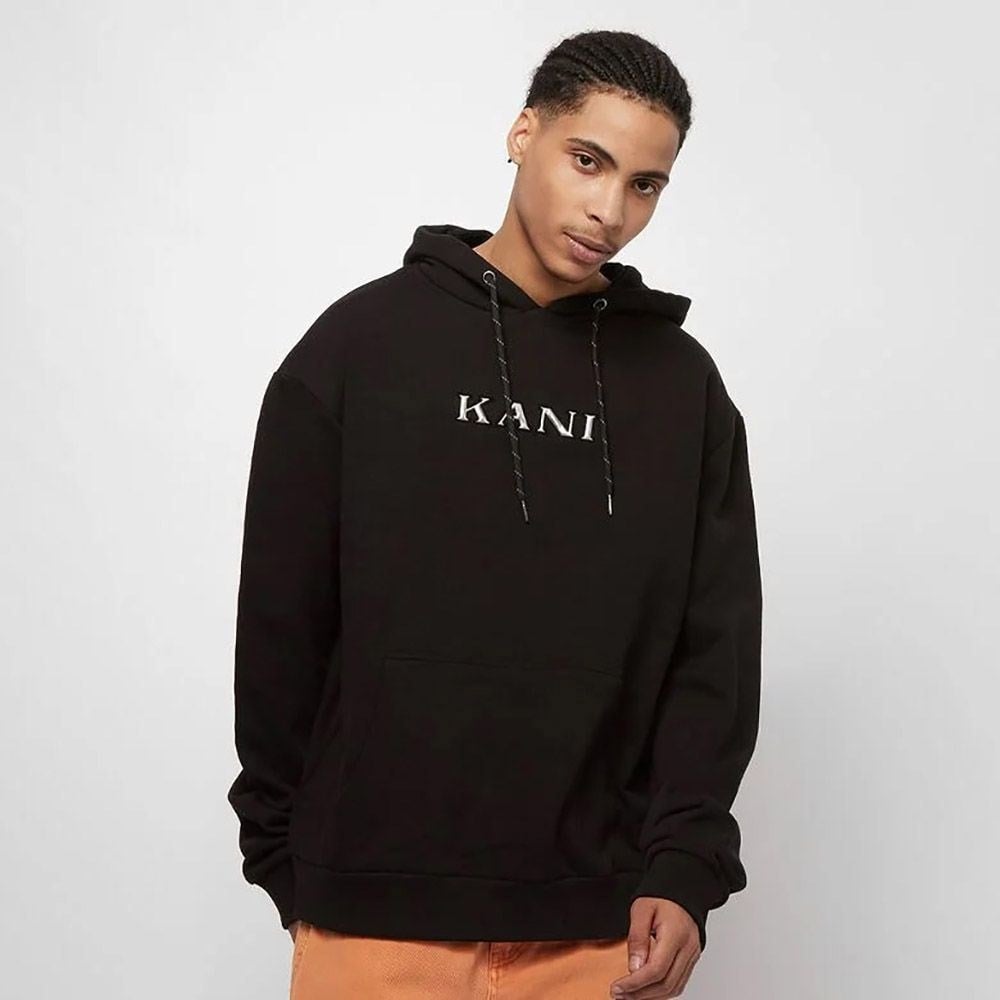 Önü Yazılı Oversize Kapşonlu Sweat Siyah