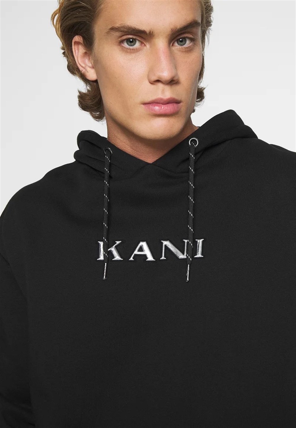 Önü Yazılı Oversize Kapşonlu Sweat Siyah