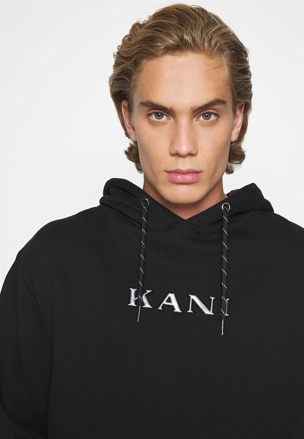 Önü Yazılı Oversize Kapşonlu Sweat Siyah