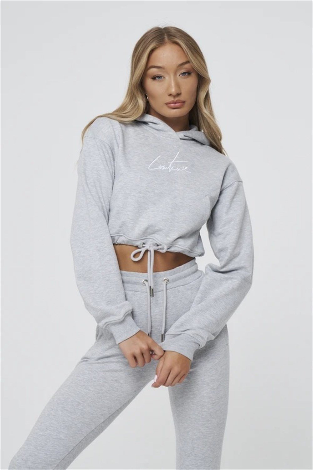 Oversize  Arkası Nakışlı Kapişonlu  Sweat Gri