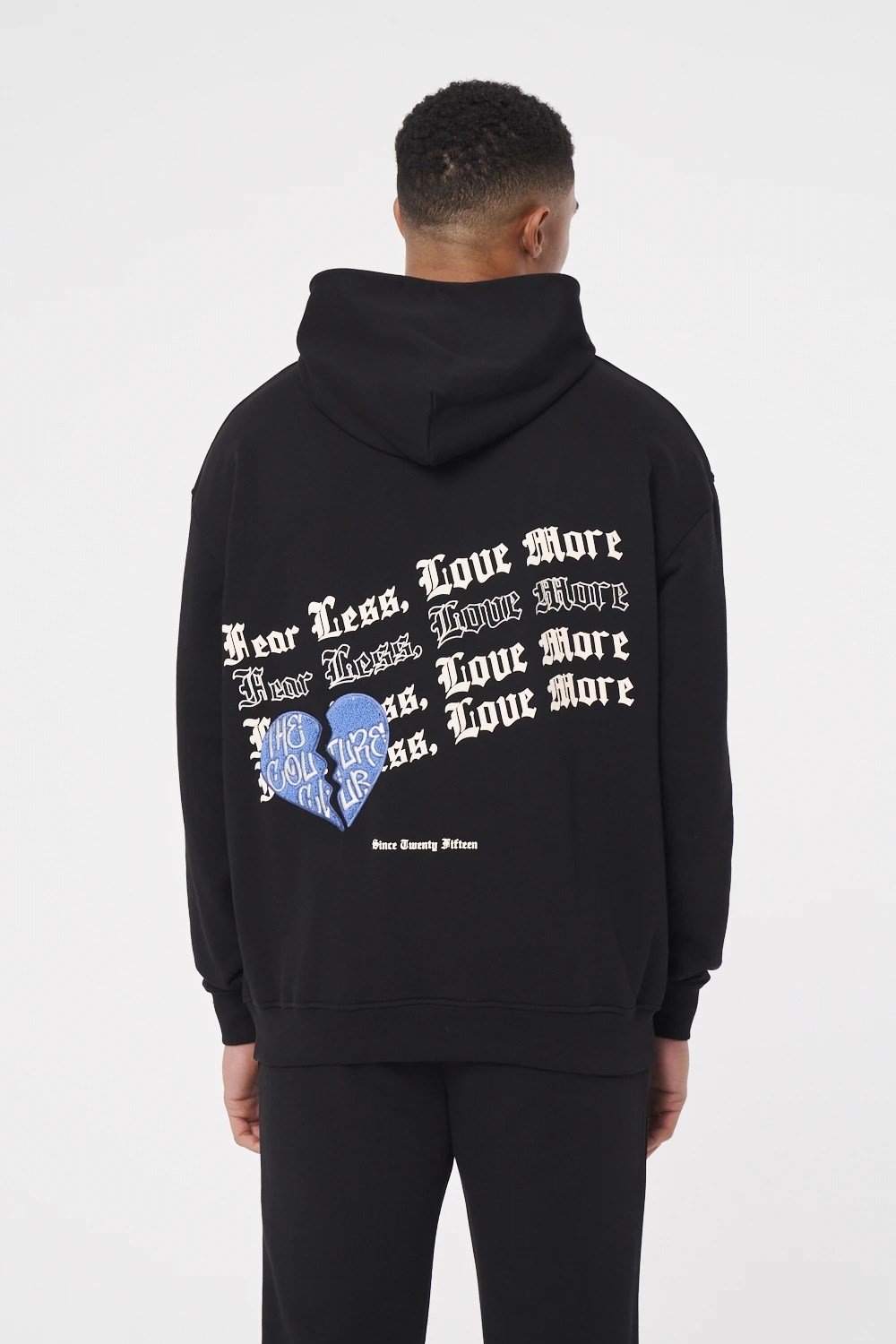 Oversize Arkası Nakışlı Kapişonlu  Sweat Siyah