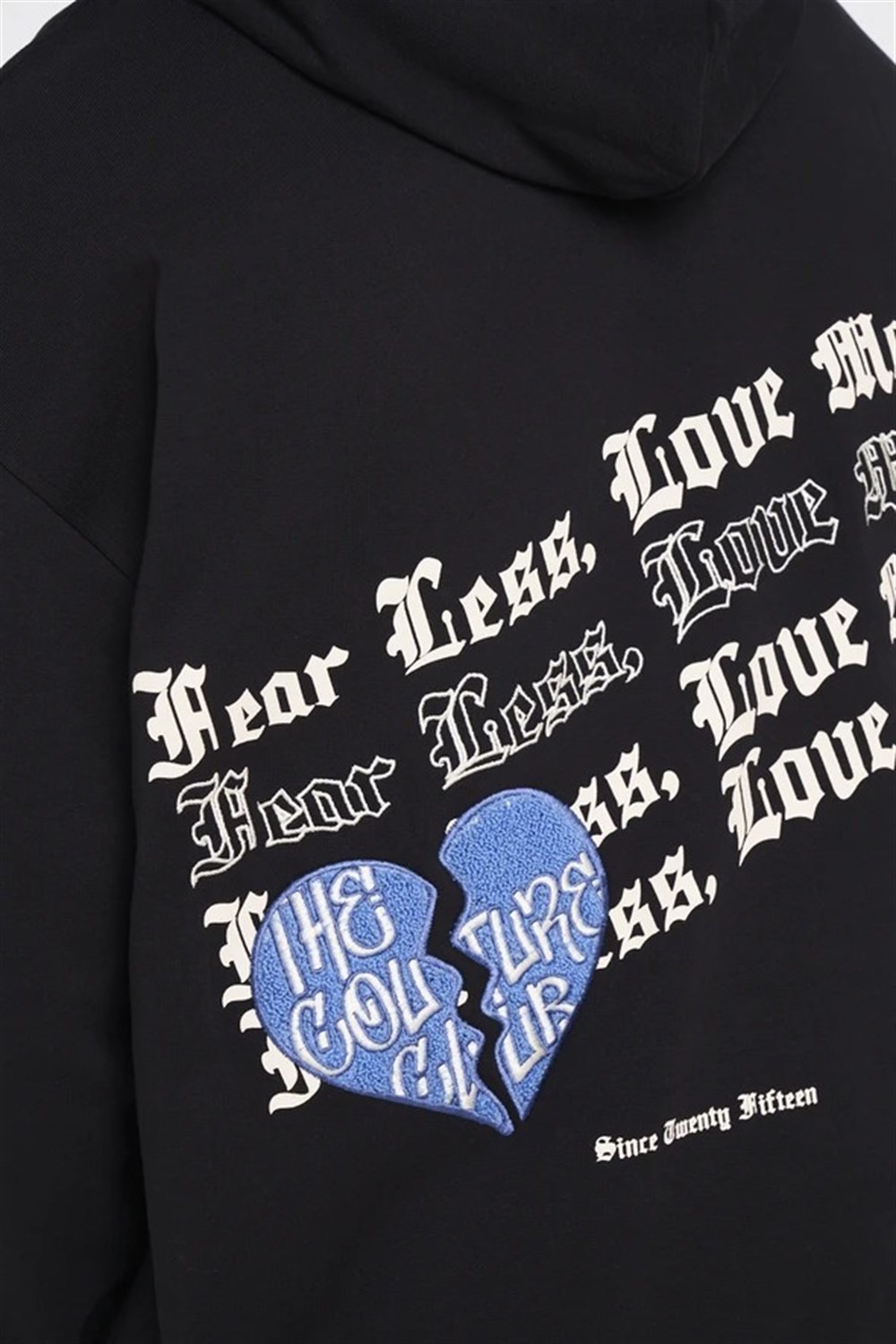 Oversize Arkası Nakışlı Kapişonlu  Sweat Siyah