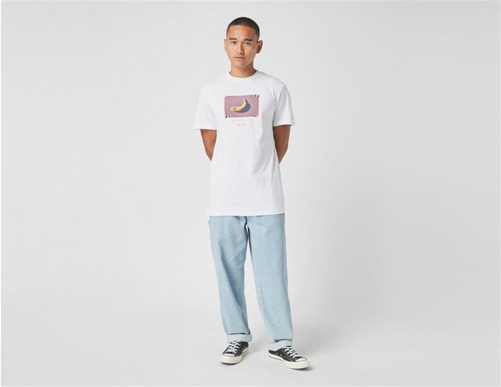 Oversize Banana Baskılı T shirt Beyaz