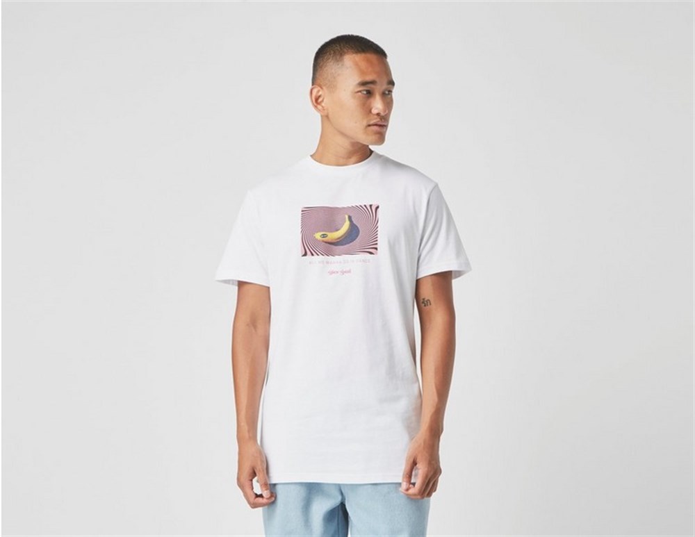 Oversize Banana Baskılı T shirt Beyaz