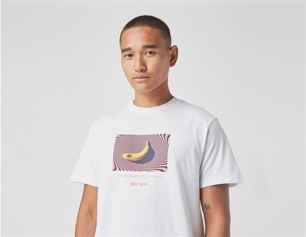 Oversize Banana Baskılı T shirt Beyaz