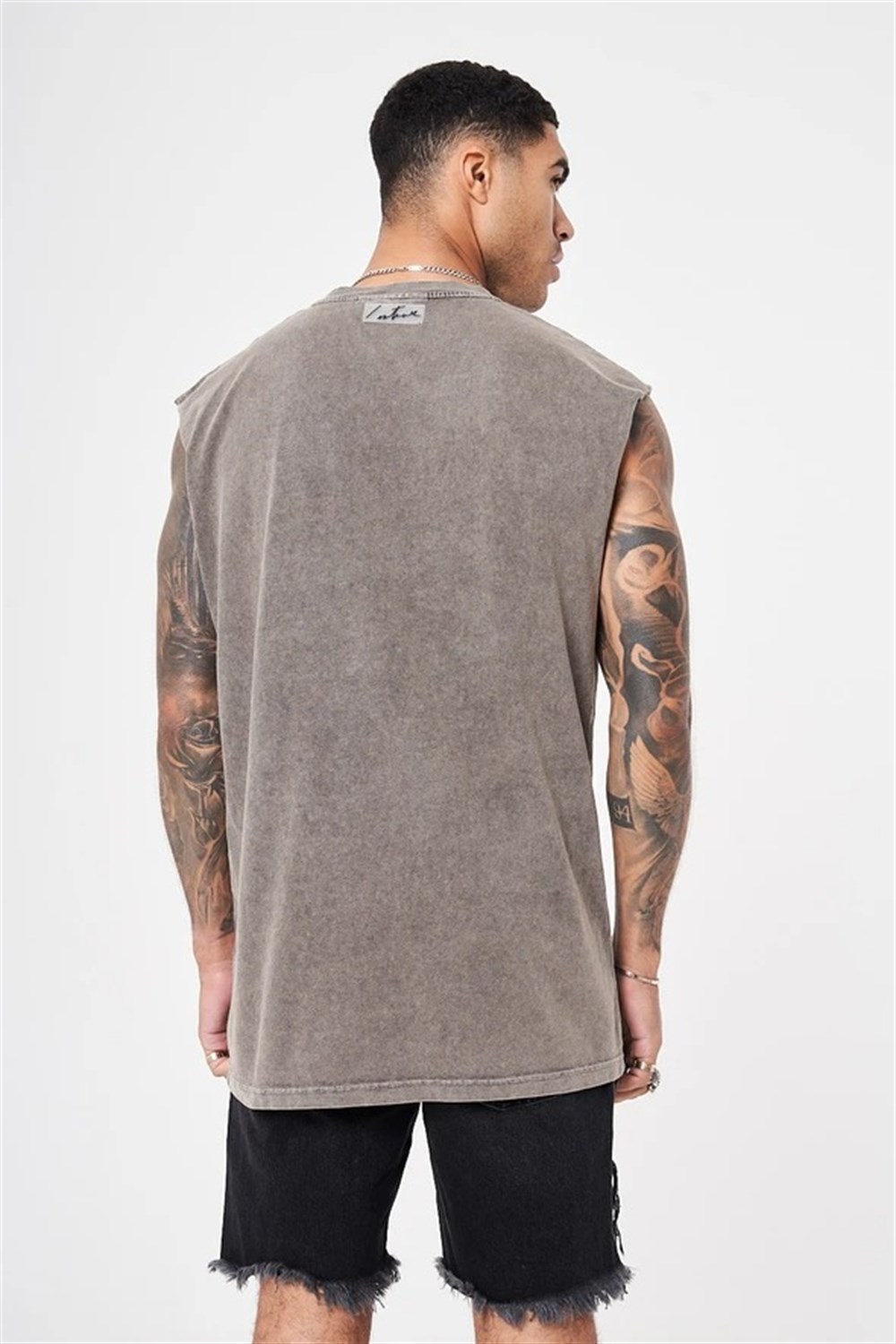 Oversize Basic  Kolsuz Atlet Antrasit-Gri