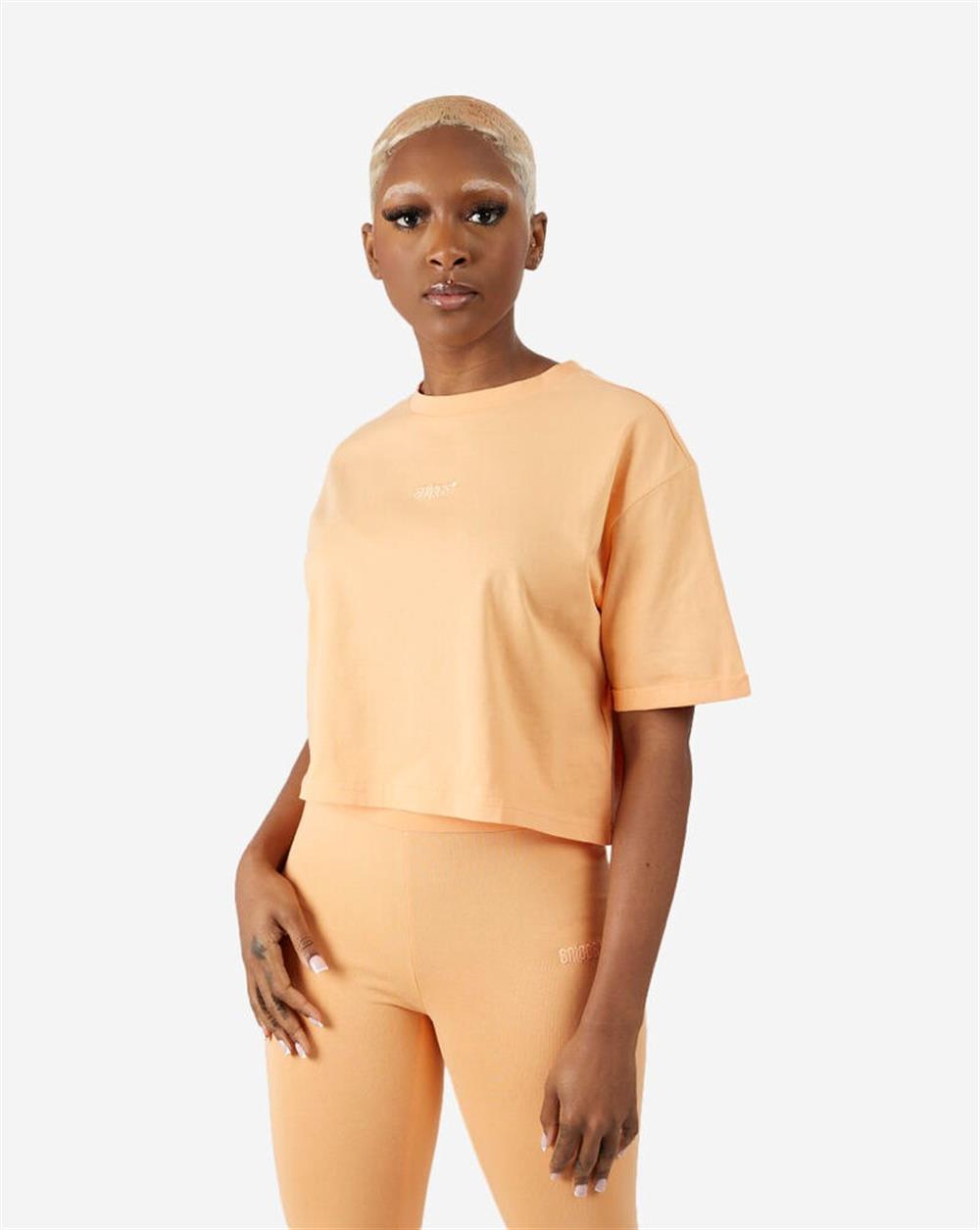 Oversize Basic Crop T shirt-Kavuniçi