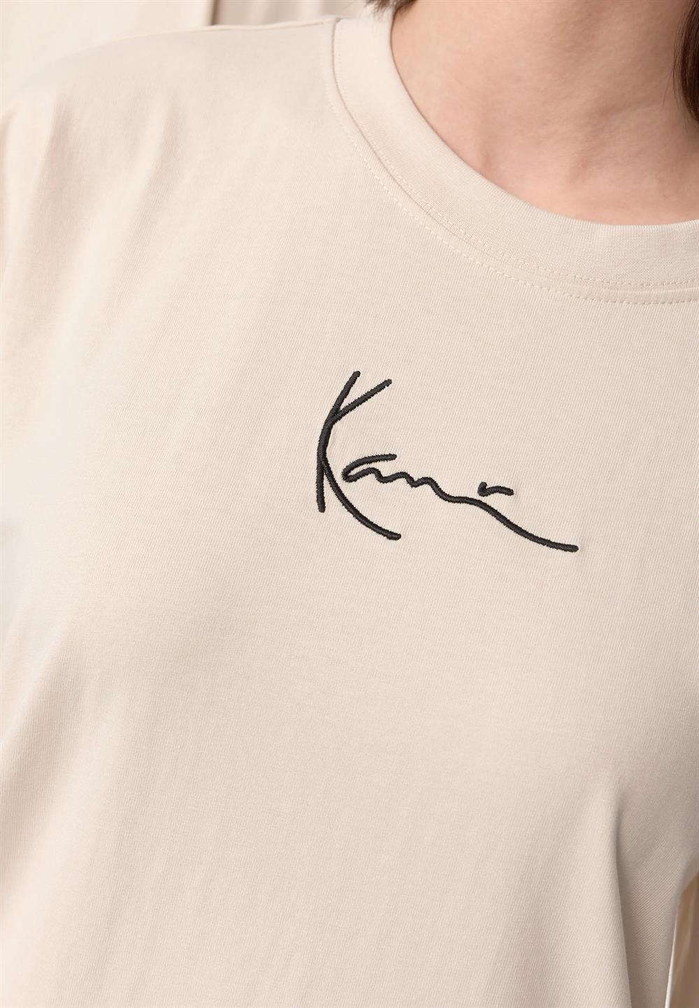 Oversize Basic  Small Logo  T shirt-Krem