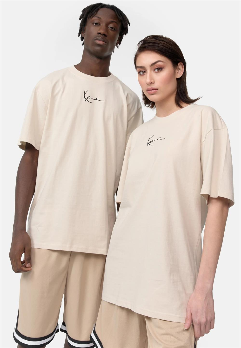 Oversize Basic  Small Logo  T shirt-Krem