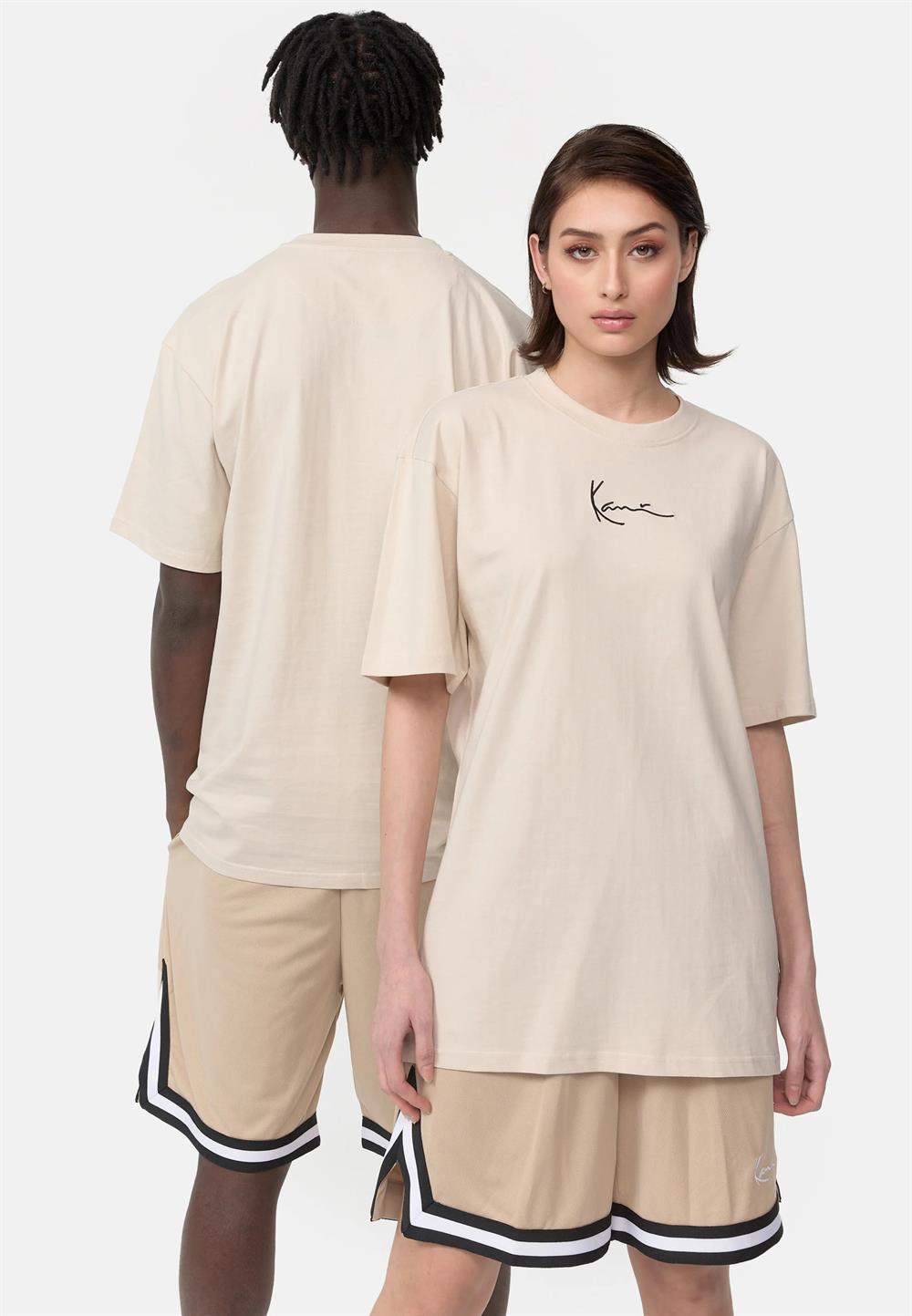 Oversize Basic  Small Logo  T shirt-Krem