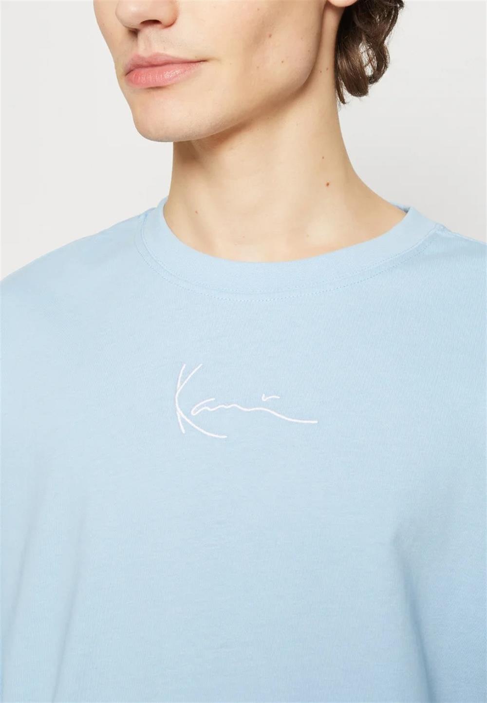 Oversize Basic  Small Logo  T shirt-Mavi Açık