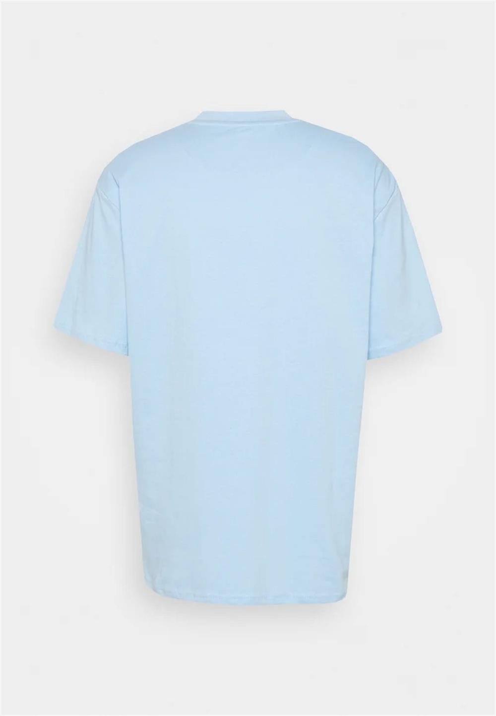 Oversize Basic  Small Logo  T shirt-Mavi Açık