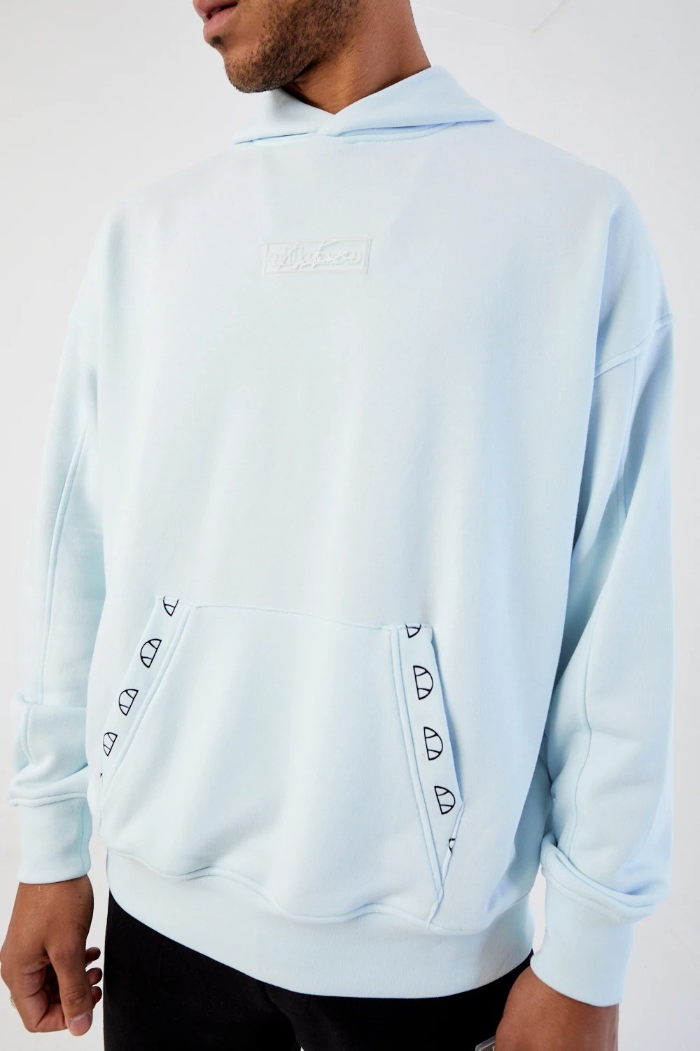 Oversize Ellese  Kapişonlu  Sweat Mavi Açık