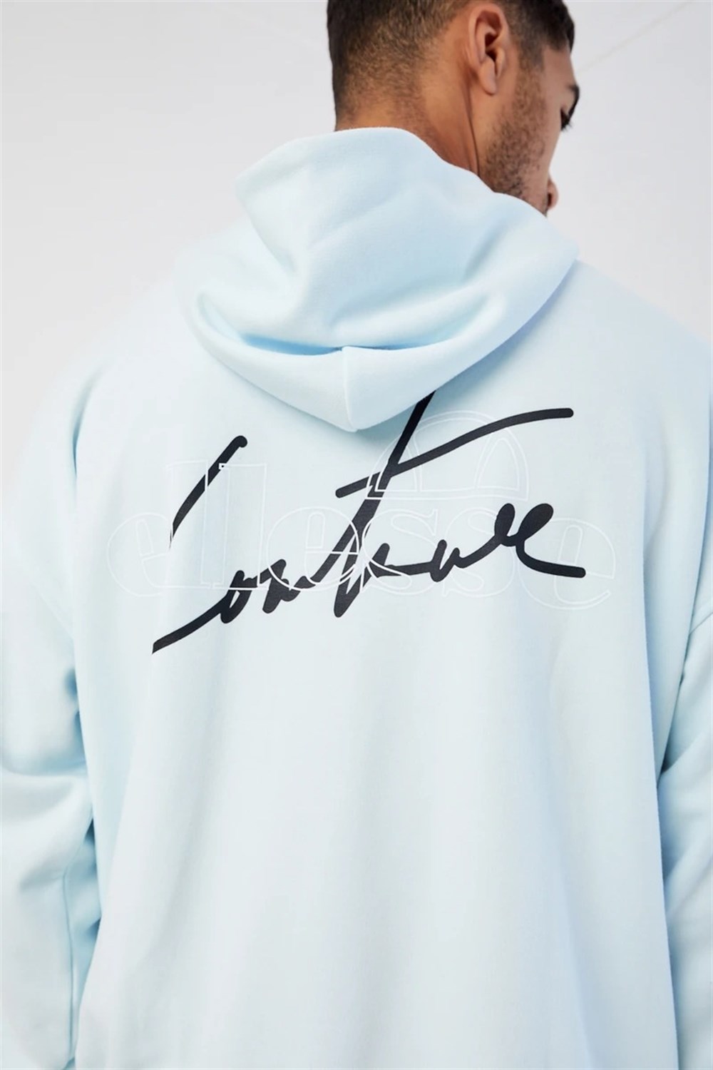 Oversize Ellese  Kapişonlu  Sweat Mavi Açık